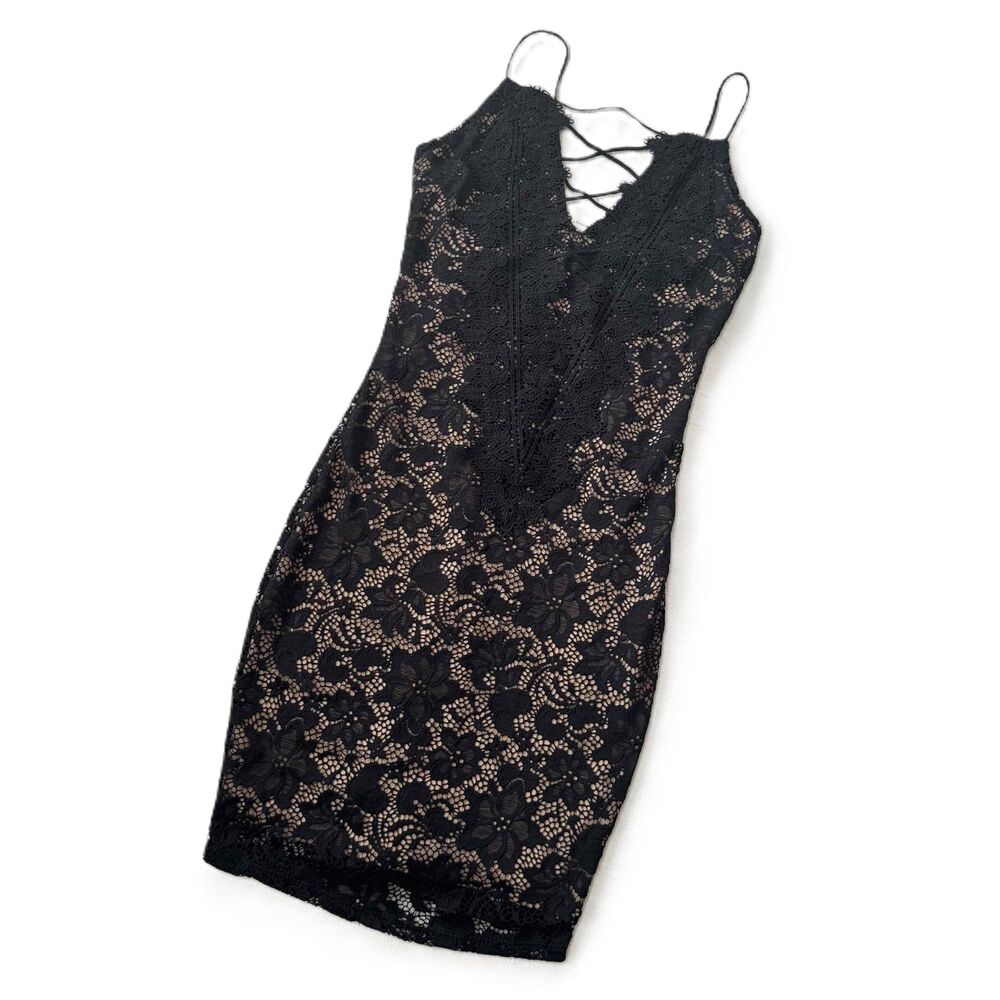 Papaya Dress Small S Lace Cocktail Black Lingerie